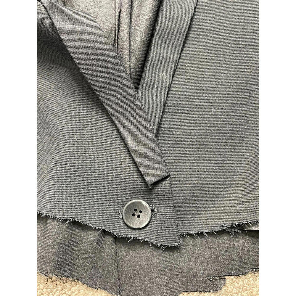 Helmut Lang Cropped Blazer Raw Hem One Button Rolled Cuff Sleeve Black Womens 4 - Picture 7 of 7